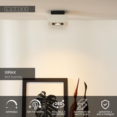 Lucide XIRAX - Spot plafond - LED Dim to warm - GU10 - 1x5W 2200K/3000K - Blanc